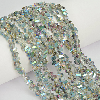 Бусины стеклянные скол (крошка), 6 мм, Серо-зеленые АВ (BUS-057471)