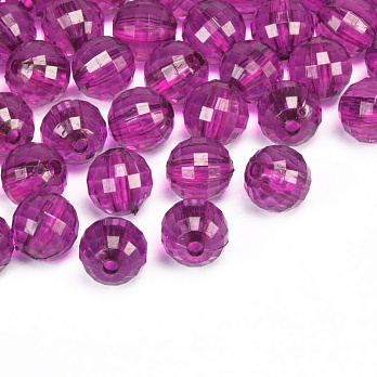 Бусины акриловые, Круглые граненые, 8 мм, Фиолетовые (BUS-059874)