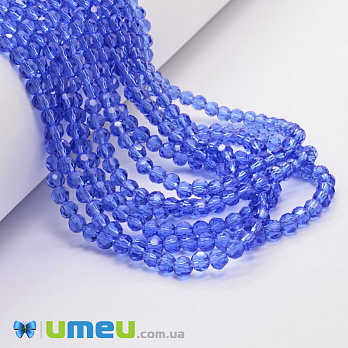 Бусины круглые граненые, 4 мм, Синие (BUS-049309)