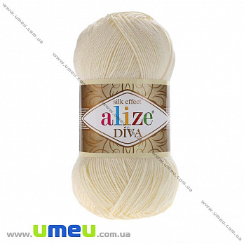 Пряжа Alize Diva 100 г, 350 м, Кремовая 01 (YAR-025150)