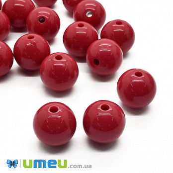 Бусины пластиковые Круглые, 16 мм, Красные (BUS-002896)