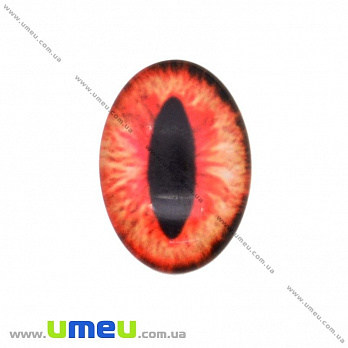 Кабошон скляний з принтом Око, 18х13 мм, Червоний, Овал (KAB-018721)