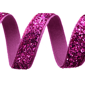 Лента бархатная с люрексом, 10 мм, Малиновая (LEN-052366)