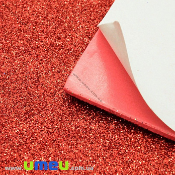 Фоамиран глиттерный на клеевой основе, 20х30 см, Красный (FOM-022493)