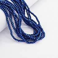 Намистини скляні гальванізовані, 4 мм, Сині, Круглі (BUS-052048)