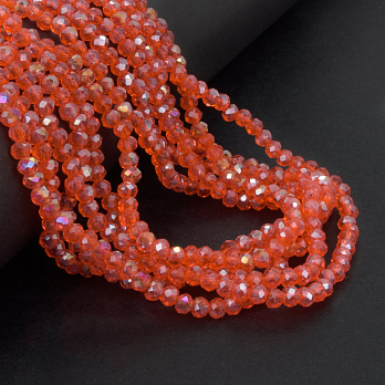 Бусины рондели, 4х3 мм, Красные АВ (BUS-057198)