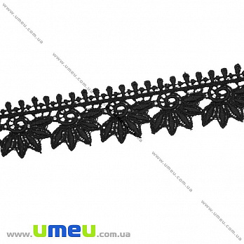 Мереживо плетене, 33 мм, Чорне (LEN-011916)
