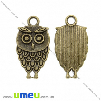 Підвіска метал. Сова, 18х9 мм, Антична бронза (POD-022842)