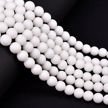 Бусины Мрамор белый, Синт. камень, 8 мм, Круглые (BUS-051866)