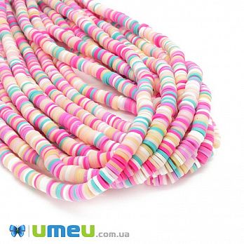Намистини з полімерної глини, 6 мм, Мікс рожево-персиковий (BUS-044125)