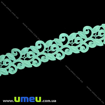 Тесьма тисненая Листики, 20 мм, Мятная (LEN-019718)