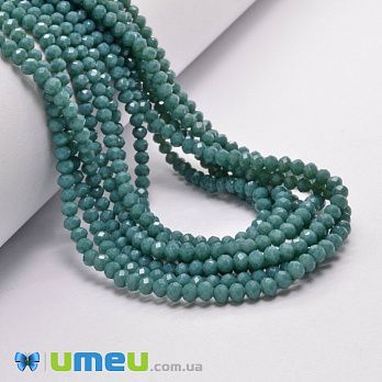 Намистини ронделі, 3,5х3 мм, Бірюзові темні (BUS-049216)