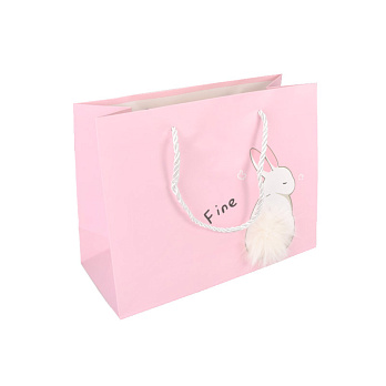 Подарунковий пакет Кролик, 23х18х10 см, Рожевий (UPK-035634)