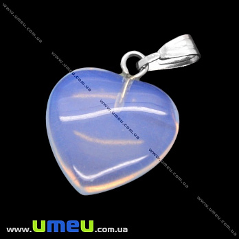 Подвеска Сердце из натурального камня, Опалит (Лунный камень), 28х20 мм (POD-001705)