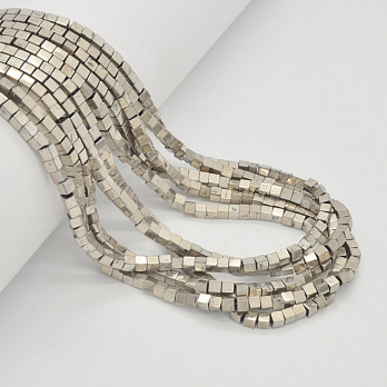 Намистини Гематит, Натур. камінь, Кубик, 3х3х3 мм, Золотисті світлі (BUS-051757)