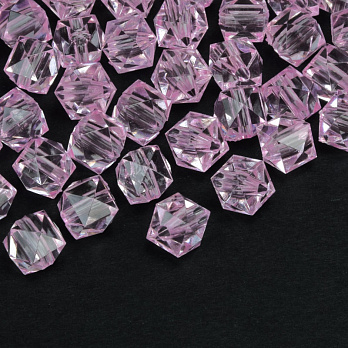 Бусины для сумок ОПТ Акриловые, Куб граненый, 8х7,5 мм, Розовые (BUS-059921)