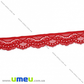 Кружево эластичное, 25 мм, Красное (LEN-010476)