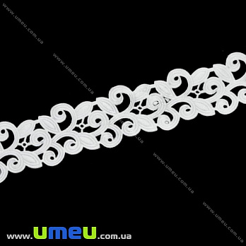 Тесьма тисненая Листики, 20 мм, Белая (LEN-019710)