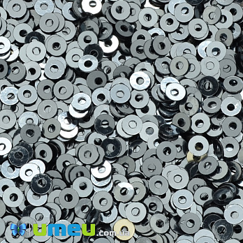 Пайетки Индия круглые плоские, 3 мм, Мокрый асфальт (PAI-037643)