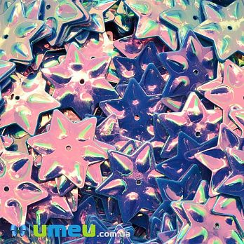 Пайетки Индия звезда, 20 мм, Голубые АВ (PAI-037892)