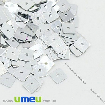 Паєтки Китай квадратні, 5х5 мм, Сріблясті (PAI-013152)