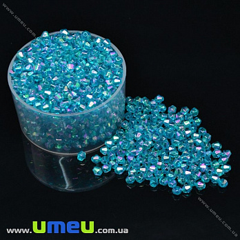 Бусины акриловые Биконусы, 4х4 мм, Синие АВ (BUS-018060)