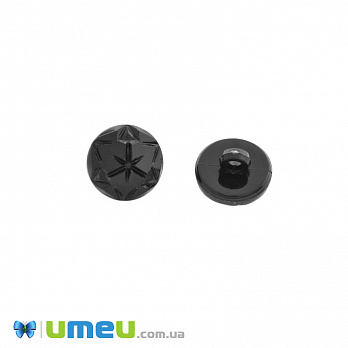 Пуговица пластиковая на ножке Круглая граненная, 13 мм, Черная (PUG-046478)