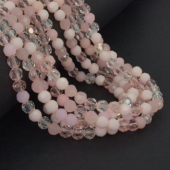 Бусины круглые граненые, 6 мм, Микс розовый (BUS-057327)