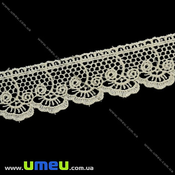 Мереживо плетене, 40 мм, Кремове (LEN-011861)