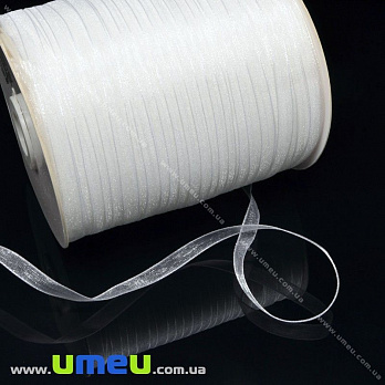 Лента из органзы, 6 мм, Белая (LEN-002644)