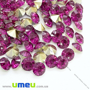 Стразы пластиковые, 6 мм, Малиновые, Конус (STR-014357)