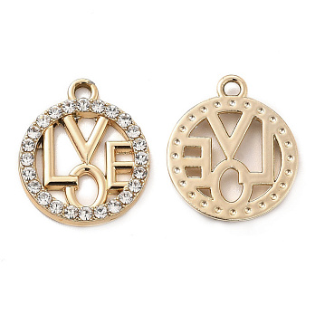 Підвіска метал. LOVE зі стразами, 19х16 мм, Світле золото (POD-053485)
