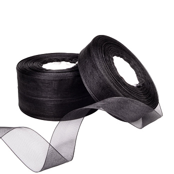 Стрічка з органзи, 20 мм, Чорна (LEN-054921)