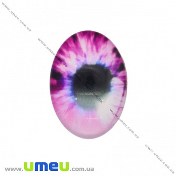 Кабошон скляний з принтом Око, 18х13 мм, Фіолетовий, Овал (KAB-018726)