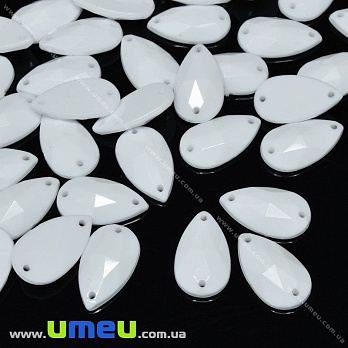 Пришивний кристал пласт. Крапля гранована, 16х10 мм, Білий (KAB-030603)
