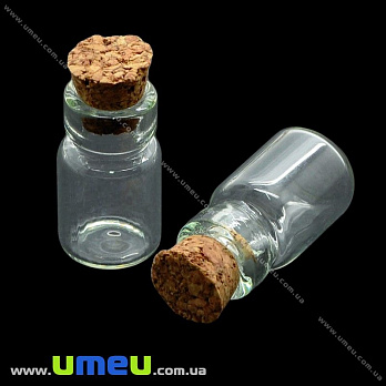 Стеклянная баночка с пробкой, 22х15 мм (DIF-011638)