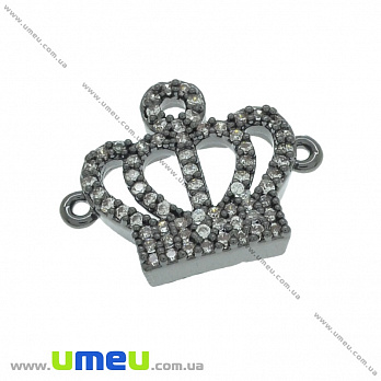 Конектор металевий з фіанітами Корона, 19х15 мм, Чорний (KON-036744)