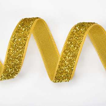 Стрічка оксамитова з люрексом, 10 мм, Золотиста (LEN-060303)