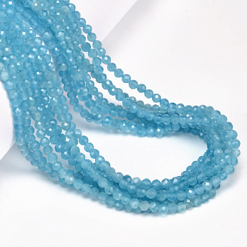 Бусины Кошачий глаз, Синт. камень, 3 мм, Бирюзовые, Круглые граненые (BUS-054296)