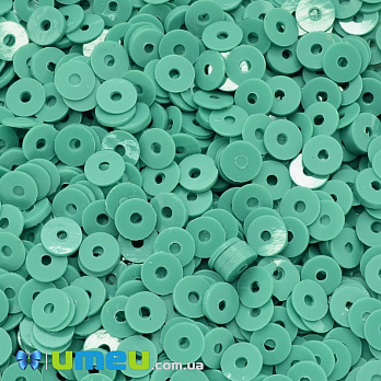 Паєтки Індія круглі плоскі, 4 мм, Бірюзові (PAI-037649)