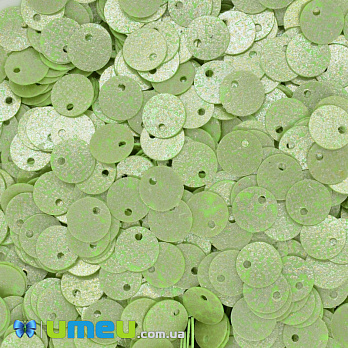 Паєтки Індія круглі плоскі (зміщений отвір), 6,5 мм, Салатові (PAI-041430)