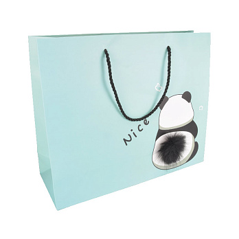 Подарочный пакет Пандочка, 32х26х11 см, Бирюзовый (UPK-035677)