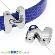 Намистина мет. Буква N, 12х12 мм, Темне срібло (BUS-008881)