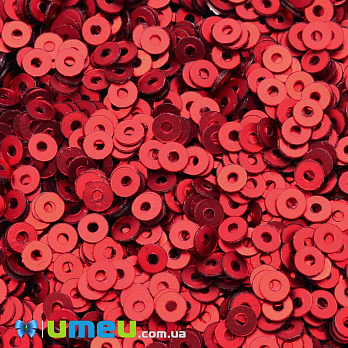 Пайетки Индия круглые плоские, 3 мм, Красные (PAI-037589)