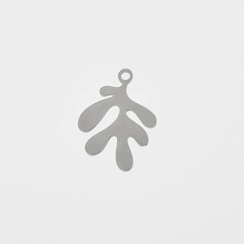 Підвіска з нерж. сталі Листочок, 19,5х14,5 мм, Темне срібло (STL-061336)