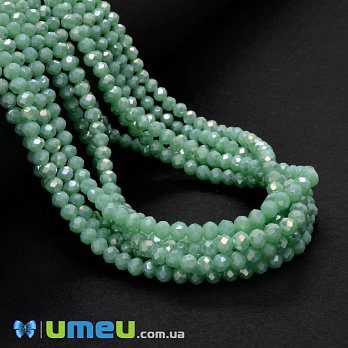 Намистини ронделі, 4х3 мм, М'ятні АВ (BUS-049049)