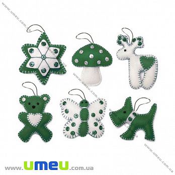 Набор из фетра для создания 6 игрушек, Ёлочные игрушки ФН-62, 6х7 см (FLT-034848)