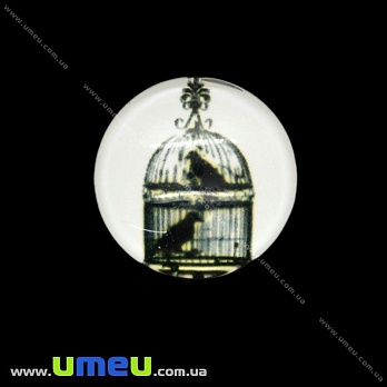 Кабошон скляний з принтом Клітка, 18 мм, Круглий (KAB-019941)