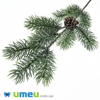 Ветка ели с шишкой, Голубая, 24-25 см (DEC-042860)