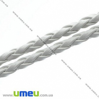 Плетенный искусственный кожаный шнур, Белый, 3 мм (LEN-006563)